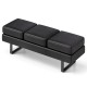 Black waiting room bench seating for 3 adults with removable cushions and a heavy-duty metal frame for stability.