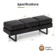 Black waiting room bench seating with metal frame, removable cushions, and 660 lbs weight capacity for reception areas.