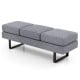 Gray waiting room bench seating for 3 adults with removable cushions and heavy-duty metal frame for stability.