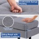 Sitting bench with thickened cushions, gray faux linen fabric, and comfortable sponge padding for waiting rooms.