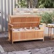Patio wood storage bench with slatted backrest, featuring 34.2 gal storage, perfect for outdoor essentials and seating.