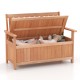 48-inch patio wood storage bench with slatted backrest, offering 34.2 gal storage for outdoor essentials and.