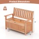 48-inch patio wood storage bench with slatted backrest, featuring 34.2 gal storage space, ideal for outdoor use.