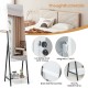 Freestanding jewelry organizer with full-length mirror, lockable door, and sturdy metal frame for elegant storage.