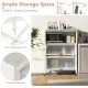 4-tier kitchen bakers rack in white with flip doors, 3 shelves, and anti-toppling device for stable storage.