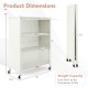 4-tier kitchen bakers rack in white with flip doors, featuring ample storage and 4 lockable wheels for easy mobility.