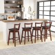 Swivel upholstered PU leather stool features a hollow backrest and sturdy frame, perfect for kitchen or dining areas.