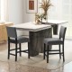 Counter height chairs with solid rubber wood frame, cushioned seats, and stylish rivets, perfect for dining areas.