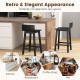 Wood bar stools set of 2 in black with solid back and seat, ideal for kitchen, restaurant, or bar use.