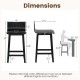 Dimensions of black wood bar stools set of 2, featuring solid back and seat, ideal for 35"-39" bar tables.