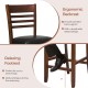 Counter height bar chair with ergonomic backrest and relaxing footrest, made of durable walnut rubber wood for kitchen.