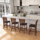 Counter height bar chairs in walnut with backrest and footrest, perfect for kitchen islands or dining areas.