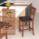 Counter height bar chair with walnut finish, made of natural rubber wood, featuring a padded seat and ergonomic.