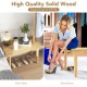 Natural solid wood end table with coat rack, supporting 330 lbs, ideal for living room or bedroom use.