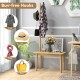 End table with coat rack in natural wood, featuring practical hooks and a space-saving design for versatile use.