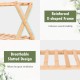 Reinforced X-shaped frame and breathable slatted design of the 4-tier foldable bamboo shoe rack for stable storage.