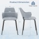 Curved backrest dining chair dimensions with gray fabric, sturdy metal frame, and 330 lbs weight capacity for comfort.