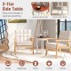 2-tier round end table with walnut wood grain, rubber wood legs, ideal for living room or bedroom storage.