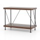 2-tier multipurpose display rack with a metal frame and wooden shelves, ideal for books and ornaments in any room.