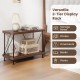 2-tier display rack with a metal frame, featuring a vintage design, ideal for books and storage boxes in any room.