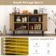 47-inch oak sideboard buffet cabinet with adjustable shelves and sliding doors, perfect for kitchen or dining room.