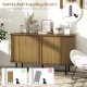 47-inch oak sideboard buffet cabinet with adjustable shelves and anti-toppling device, perfect for dining or living.