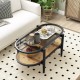 2-tier coffee table with tempered glass top and acacia wood frame, showcasing a stylish design perfect for modern.