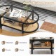 2-tier coffee table with tempered glass and acacia wood frame, featuring ample storage for magazines and decorations.