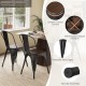 Tolix style metal dining chair with wood seat, showcasing smooth curved corners and reinforced X-shaped structure.