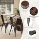 Set of 4 Tolix style metal dining chairs with wood seats, featuring ergonomic design and stackable convenience for.