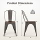 Dimensions of Tolix style metal dining chair with wood seat, stackable design, supports 330 lbs, ideal for kitchen use.