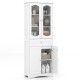 Side view of the 63-inch tall bathroom storage cabinet with spacious lower cabinet and stylish glass doors for elegant.