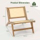 Mid Century Modern accent chair with handwoven rattan seat and backrest, featuring smooth edges and sturdy teak.