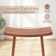Curved seat detail of a 20-inch shower stool made from solid teak wood, enhancing comfort and aesthetics for indoor use.