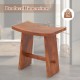 Curved teak wood shower stool with dimensions 20"x11.5"x20", featuring non-slip foot pads for stability.