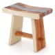 Shower stool featuring a sleek epoxy finish and solid teak wood, designed with a compact structure for versatile.