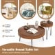 Set of 2 Boho round coffee tables with solid pine wood tops and metal legs, ideal for living room or lounge use.