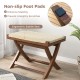 Folding natural rattan ottoman with hand-woven seat, ergonomic design, and non-slip foot pads for stability.
