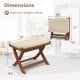 Folding natural rattan ottoman with hand-woven seat, made from teak wood, ideal for space-saving seating.