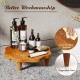 Teak wood pedestal stand with a flower-shaped top, ideal for displaying snacks and aromatherapy in any setting.
