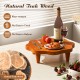 16" flower-shaped teak wood pedestal stand, wear-resistant and stable, perfect for displaying snacks or decor indoors.