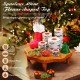 Teak wood pedestal stand with a flower-shaped top, perfect for displaying snacks, plants, or aromatherapy in any.