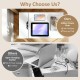 Flip top end table in white with charging station, USB ports, and drawer for clutter-free device storage.