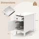 Flip top end table in white with charging station, drawer, and storage cabinet, ideal for bedside or sofa side use.