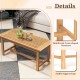 Rectangular patio coffee table with slatted teak wood tabletop and stable support legs, ideal for outdoor use.