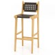 30-inch bar stool featuring a teak wood frame and tear-proof PE rattan seat, ideal for indoor and outdoor use.
