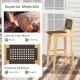 30-inch bar stool featuring natural teak wood and tear-proof PE rattan, ideal for indoor and outdoor use.