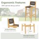Bar stool showcasing an inclined backrest and elevated footrest, crafted from durable teak wood and elegant PE rattan.