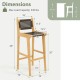 30-inch teak wood bar stool with backrest, featuring tear-proof PE rattan, ideal for indoor and outdoor use.
