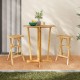 Folding outdoor bar stools with ergonomic saddle seats, crafted from teak wood, perfect for easy storage and comfort.
